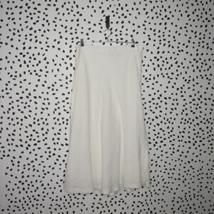 Spiegel White Linen Boho A-Line Midi Skirt